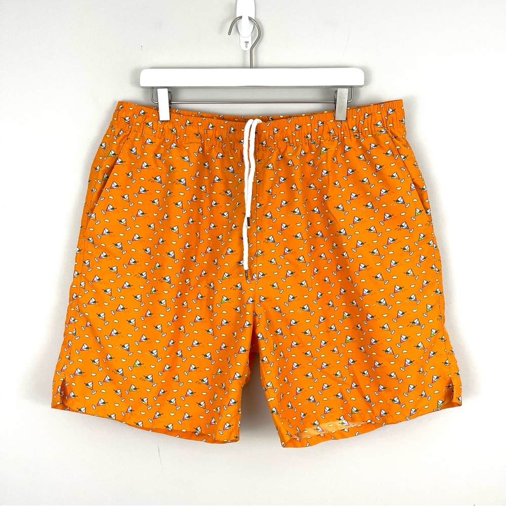 Southern Pines Martini Glass Cocktail Print Swim Trunks